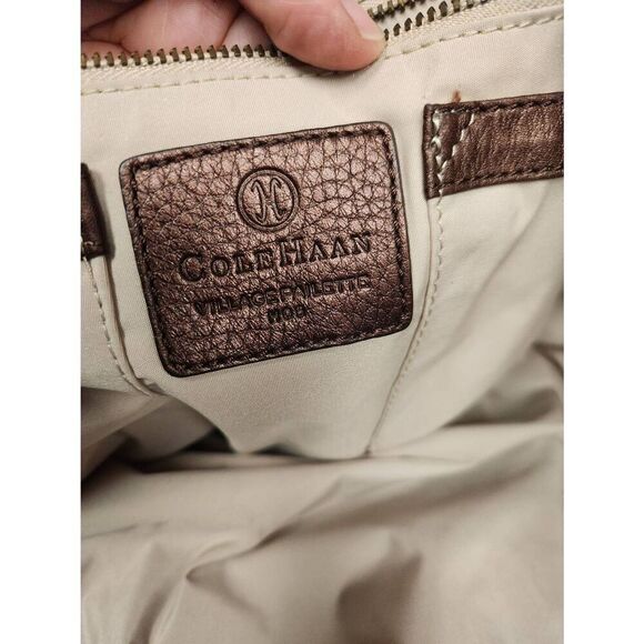 COLE HAAN VILLAGE PAILLETTE METALLIC LEATHER TOTE - Picture 7 of 12